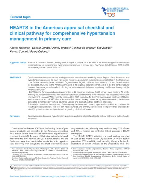 Pdf Hearts In The Americas Appraisal Checklist And Clinical Pathway