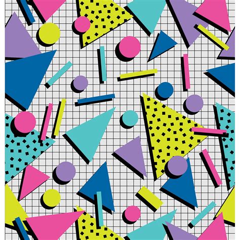 80s Party Shapes Photo Backdrop New Pattern Illustration Vector