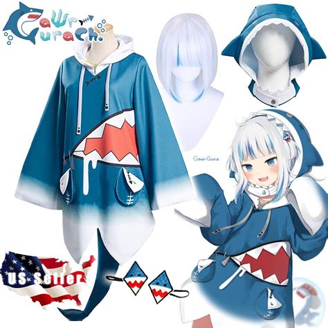 Hololive English Vtuber Gawr Gura Cosplay Costume Top Outfits Halloween