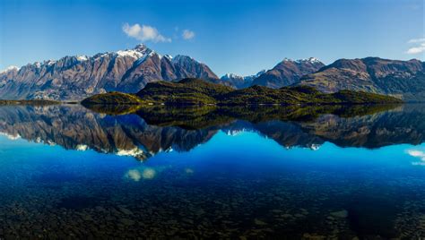 Download New Zealand Lake Mountain Panorama Nature Reflection 8k Ultra