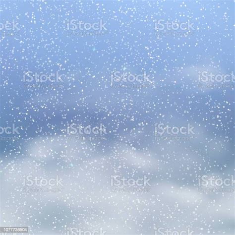 Winter Background With Cloudy And Snowed Sky Vector Stock Illustration