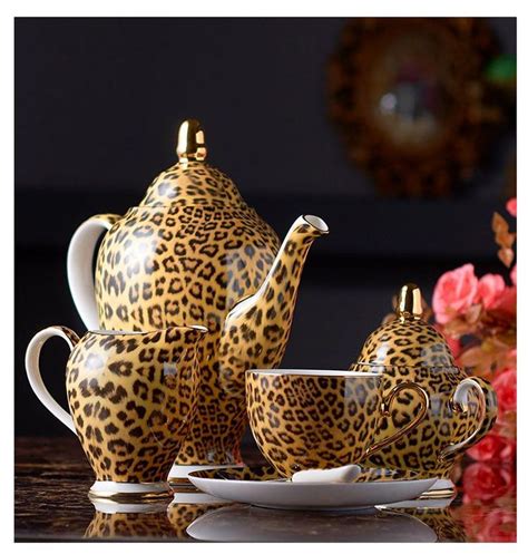 Leopard Print Tea Set With Matching Saucer And Cup