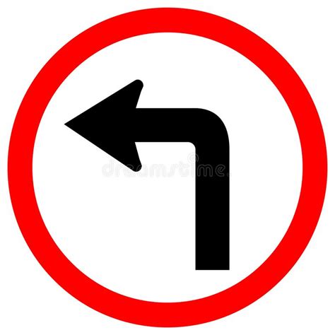 Turn Left Traffic Road Sign Vector Illustration Isolate On White