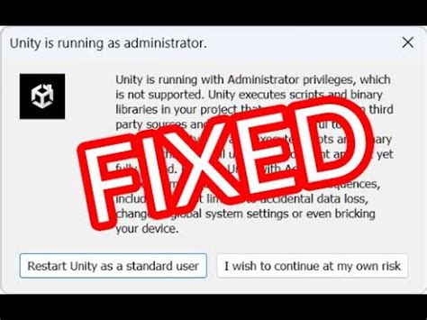 Disable Unity Is Running As Administrator Popup Warning Unity Forum