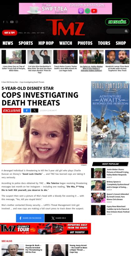 5 Year Old Disney Star Cops Investigating Death Threats