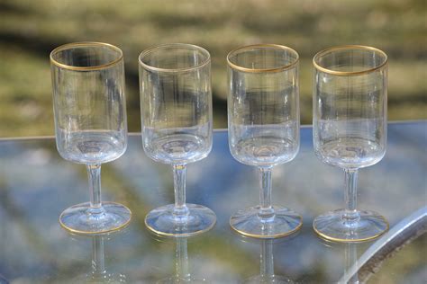 5 Vintage Gold Rimmed Wine Glasses Set Of 5 Vintage Gold Rim Champagne Glasses 5 Oz After