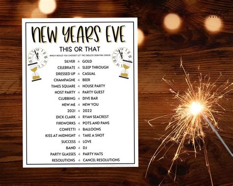 new years eve this or that game new years games new years etsy