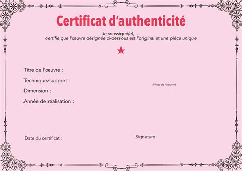 Certificat Gratuit A Imprimer