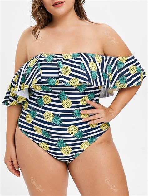 [45 off] one piece plus size pineapple swimwear rosegal