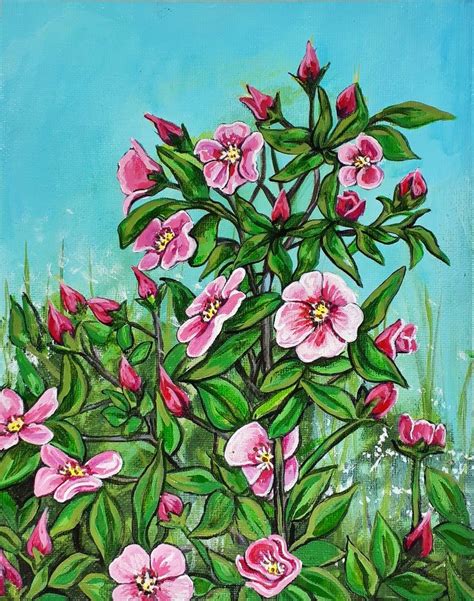 Wild Rose Acrylic Painting By Rachelle Dyer Bird Pencil Drawing Pencil