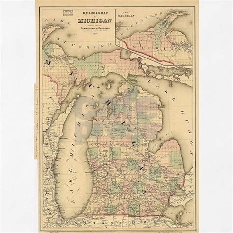 Vintage Map Of The Michigan Railroads 1876 Apron By Bravuramedia