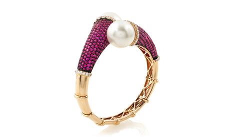 Ruby Cultured Pearl And Diamond Bangle Christies