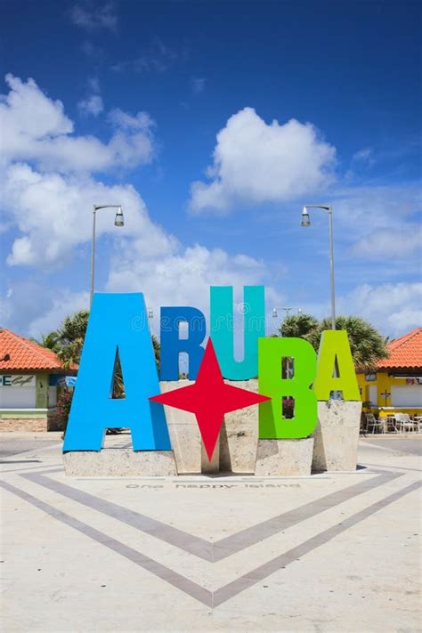Aruba Sign At Plaza Turismo In Oranjestad Aruba Editorial Image