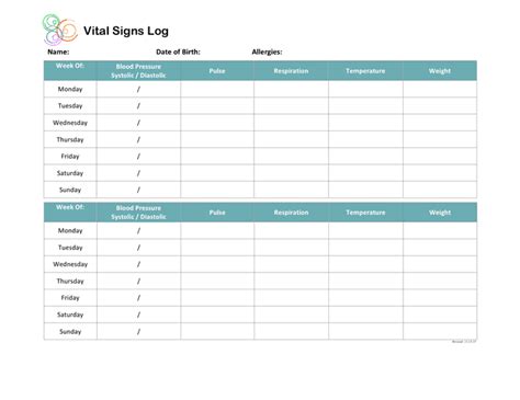 Template Free Printable Vital Signs Flow Sheet 2023 Calendar Printable