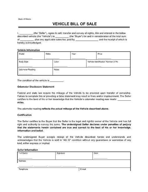 Free Motor Vehicle Dmv Bill Of Sale Form Word Pdf Eforms Standard
