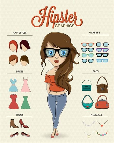 Hipster Girl Character Eps Vector Uidownload