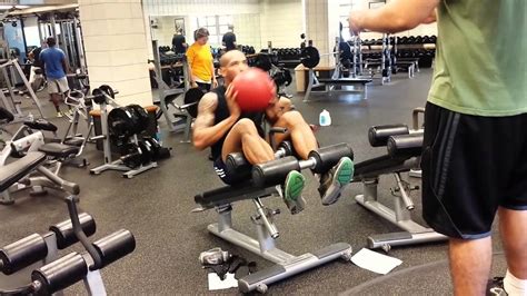Decline Bench Ab Workout With Medicine Ball Throw Youtube