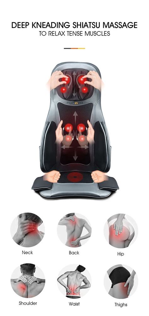 Air Compression Shiatsu Rotating Massage Seat Cushion Neck Back Full