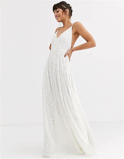 Asos Edition Cami Wedding Dress With Sequin And Bead Embellishment Asos
