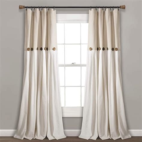 Lush Decor Linen Button Window Curtain Single Panel 95 X 40 Amazon