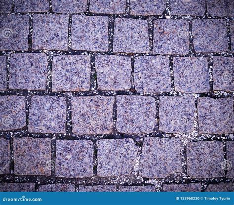 Cobblestone Tiled Sidewalk Pavement With Vignette Background Texture