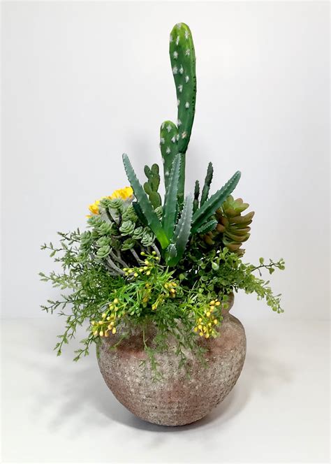 Artificial Cactus Faux Succulents Large Arrangement Terra Etsy