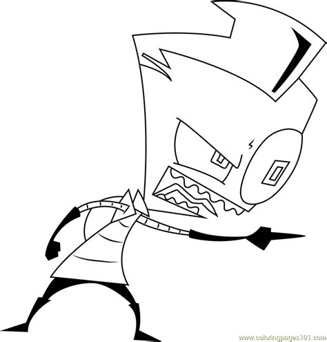 Art Zim Disguise Pointing Coloring Page - Free Invader Zim ...