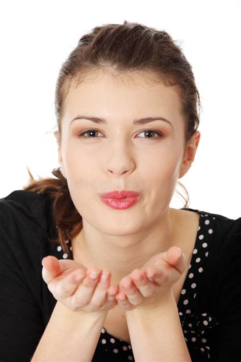 Blowing A Kiss Stock Image Image Of Lips Pout Brunette 17729041