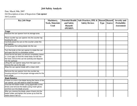 Professional Ppe Hazard Assessment Form Template Word Sample Free
