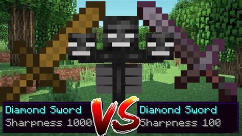 Sharpness 1000 Wooden Sword Vs Sharpness 100 Netherite Sword Youtube