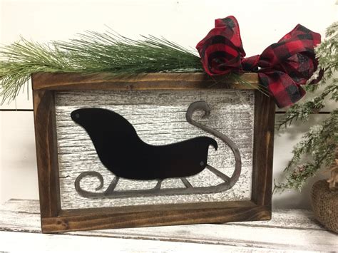 Barnwood Santa Sleigh In Black Christmas Decorations Rustic Rustic