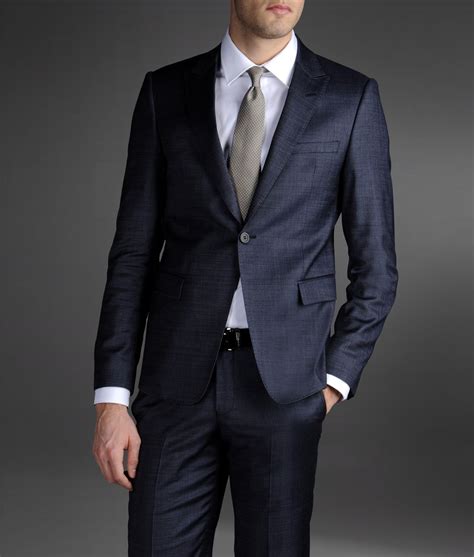 Emporio Armani Onebutton Suit In Combed Denim Effect In Blue For Men Lyst