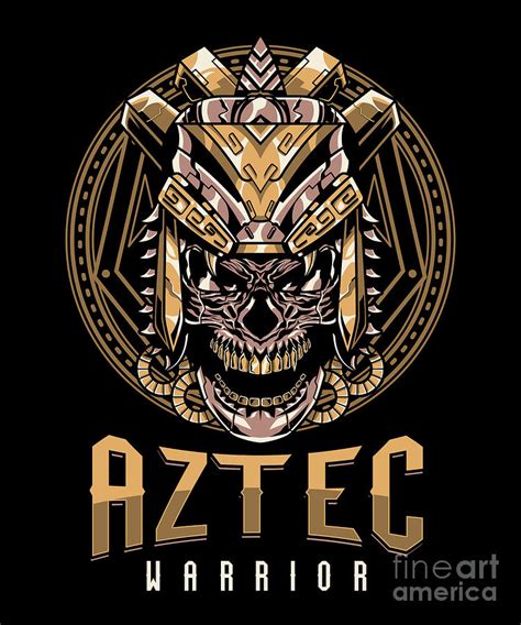 Aztec Warrior Skull Native Culture Maya Inca Gift Digital Art By Thomas Larch