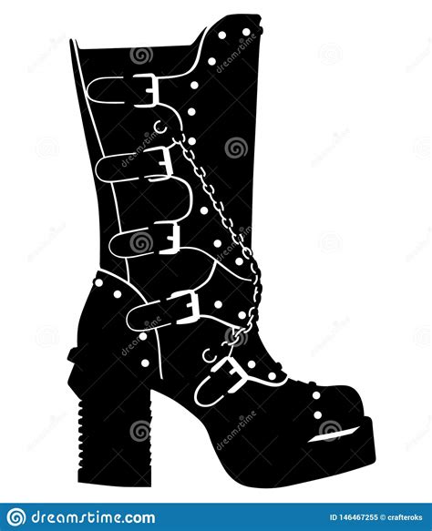 Goth Boots Hand Drawn, Crafteroks, Svg, Free, Free Svg File, Eps, Dxf