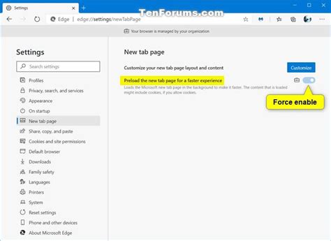 Enable Or Disable Preload New Tab Page In Microsoft Edge Chromium