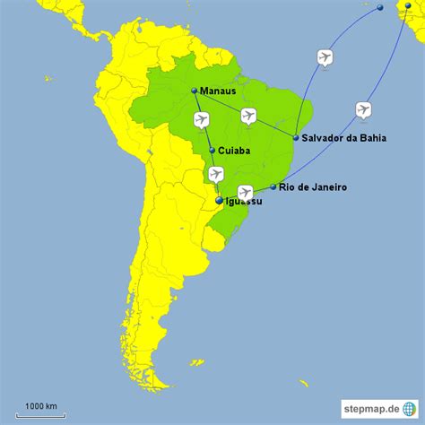 StepMap Brasilien Landkarte für Südamerika