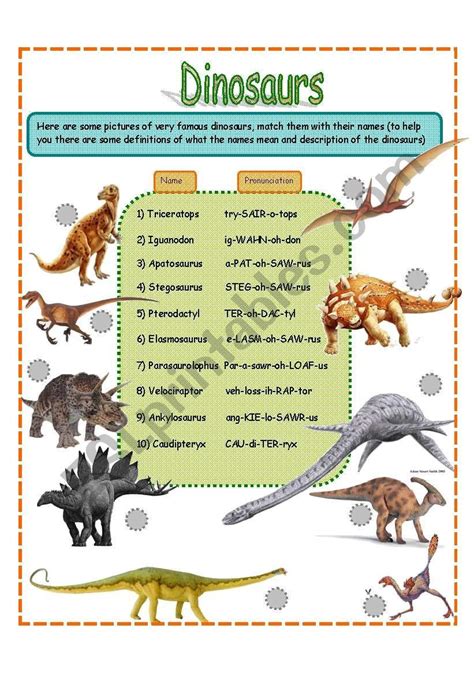 Dinosaurs Fact Worksheet Set 1 3 Pages Esl Worksheet By Jamiejules