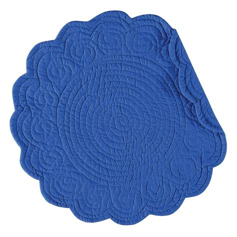 Set Of 4 Pcs Quilted 17 Round Placemat Solid Ultra Marine Blue