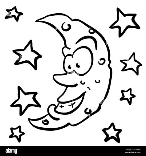 Simple Black And White Moon Cartoon Stock Vector Image And Art Alamy