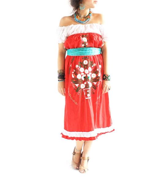 Handmade Mexican Dress From Aida Coronado Mexican Strapless Embroidered Dress A Heart In Every Piece