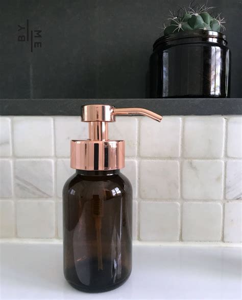 Amber Glass Foaming Soap Dispenser With Metal Pump Etsy