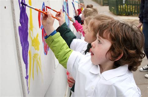 Children Painting Wall Wivenhoe Park Day Nursery