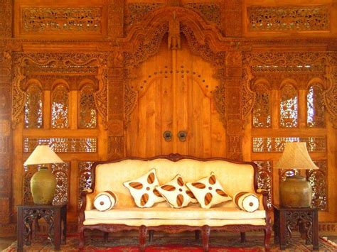 Furniture And Accessories Javanese Wooden Front Door Crown Brown
