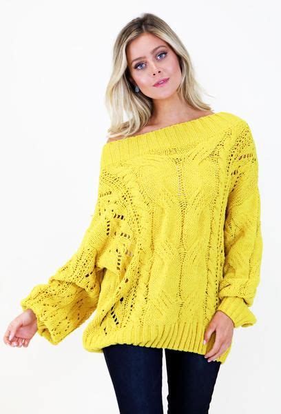 Bright Yellow Cable Knit Sweater Dejavu Yellow Cable Knit Sweater