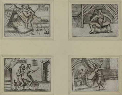 Collection Of Ten 10 18 19th Century French Erotic Etchings Unsigned Laid Down On Card Tonin