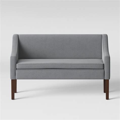 Nashua Settee Bench With Short Back Gray Fabric Threshold Settee