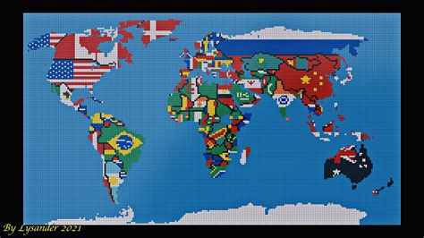 Various Interpretations Of World Maps Built With Lego Bricks The