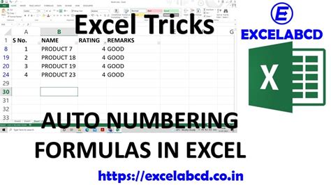 Auto Numbering Formula In Excel Excel Tricks And Tips 2021