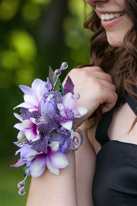 Custom Purple Corsage With Lavender Two Tone Orchids For A Black Prom