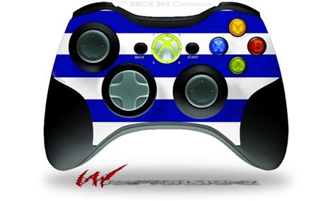 Xbox 360 Wireless Controller Skins Kearas Psycho Stripes Blue And White